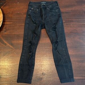 Aeropostale black ripped high rise jegging